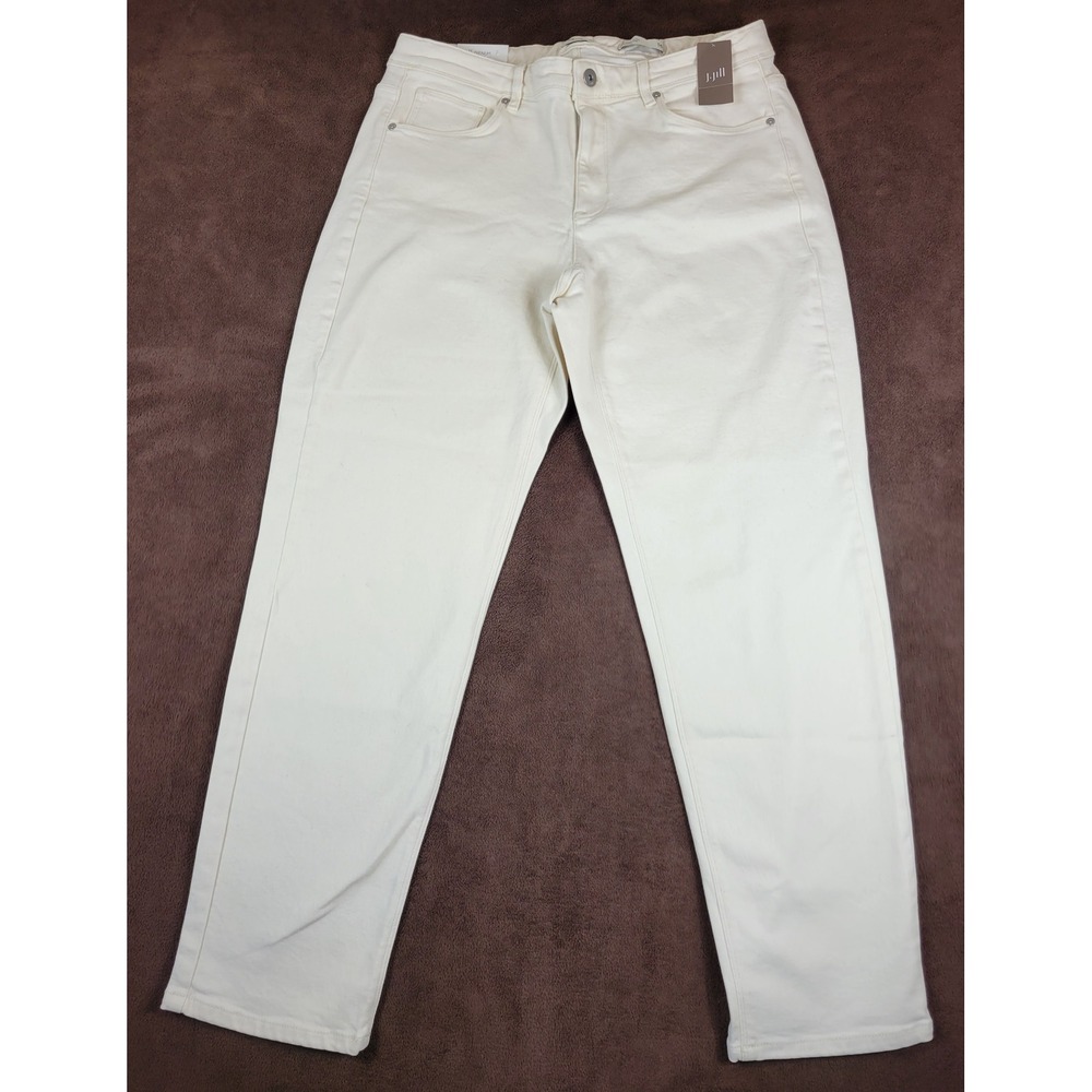 J.Jill High-Rise Straight Leg Jeans Natural Off-White Size 16 NWT 55635752